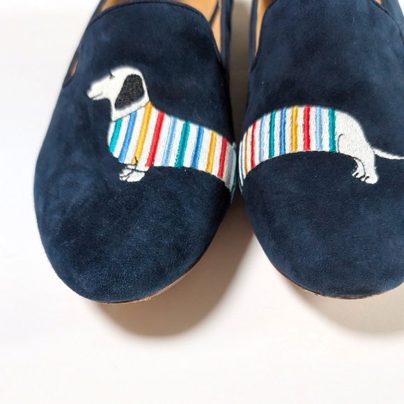 Talbots Ryan Loafers Flats Shoes Women 9 Navy Suede Dachshund Dog Embroidered - Picture 5 of 8